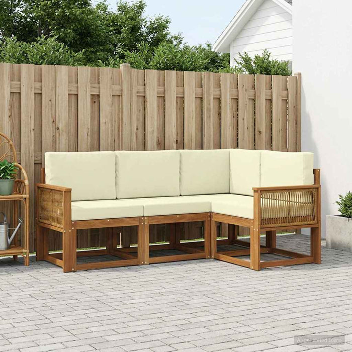 Set de canapele de exterior 4 pcs Natural și Crem Poliester WALTI