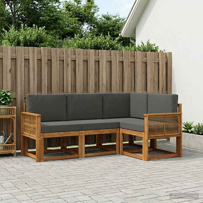 Set de canapele de exterior 4 pcs Natural și Antracit Poliester WALTI