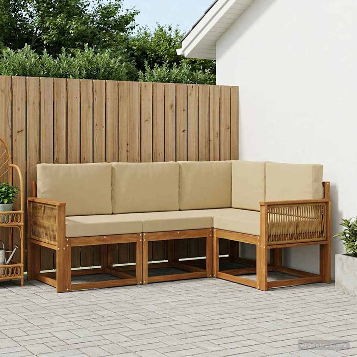 Set de canapele de exterior 4 pcs Natural și Bej Poliester WALTI