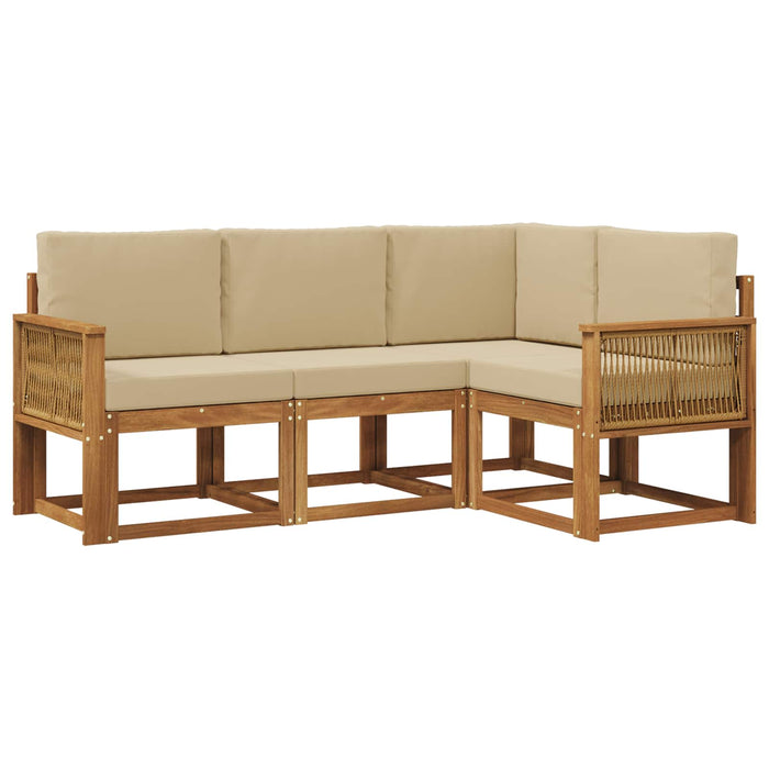 Set de canapele de exterior 4 pcs Natural și Bej Poliester WALTI