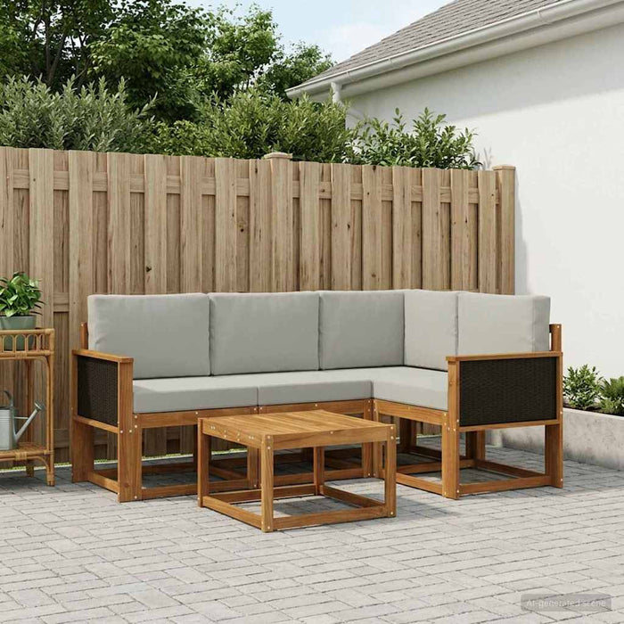 Set de canapele de exterior 5 pcs Natural și gri deschis WALTI