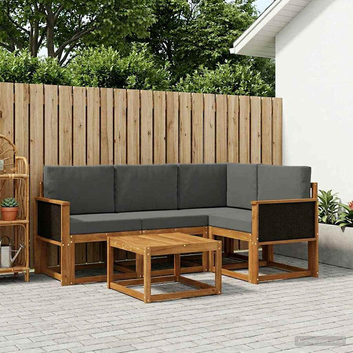 Set de canapele de exterior 5 pcs Natural și Antracit Poliester WALTI