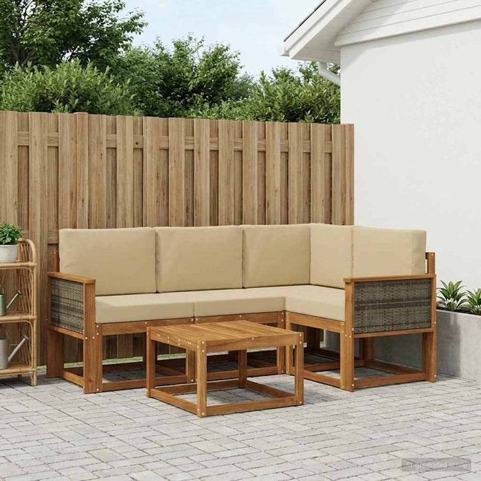 Set de canapele de exterior 5 pcs Natural și Bej Poliester WALTI