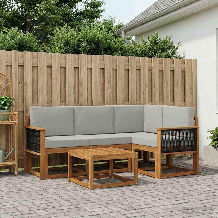 Set de canapele de exterior 5 pcs Natural și gri deschis WALTI