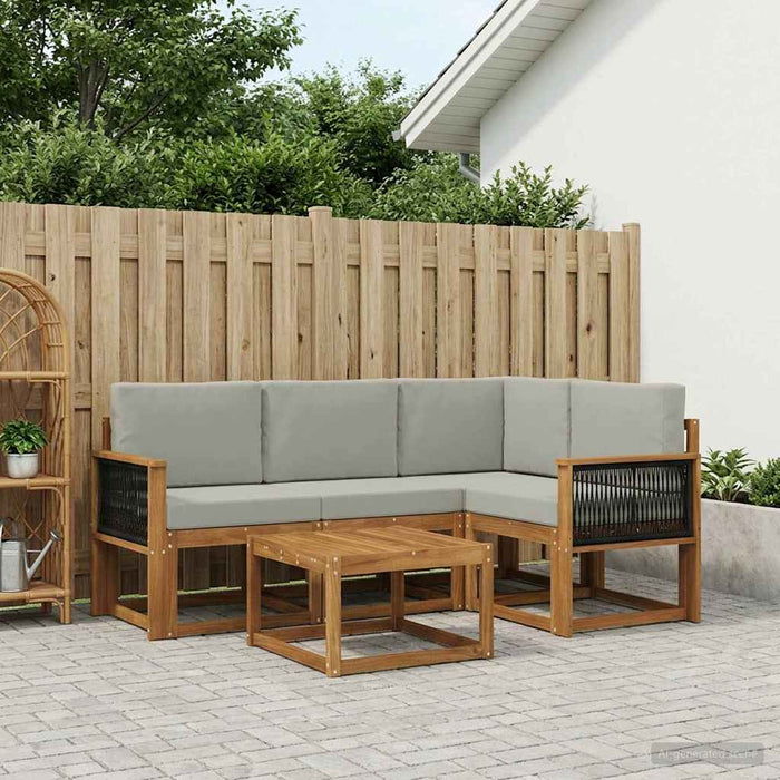 Set de canapele de exterior 5 pcs Natural și gri deschis WALTI