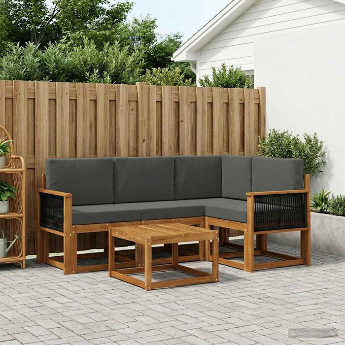 Set de canapele de exterior 5 pcs Natural și Antracit Poliester WALTI