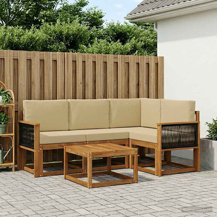 Set de canapele de exterior 5 pcs Natural și Bej Poliester WALTI