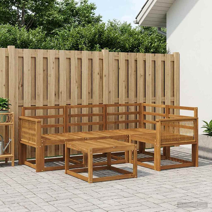 Set de canapele de exterior 5 pcs natural Lemn Solid de Acacia WALTI