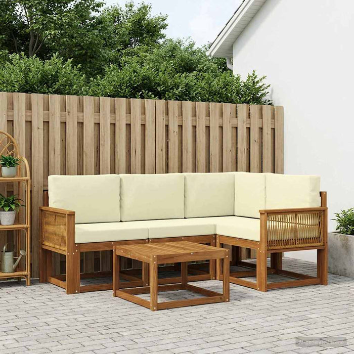 Set de canapele de exterior 5 pcs Natural și Crem Poliester WALTI