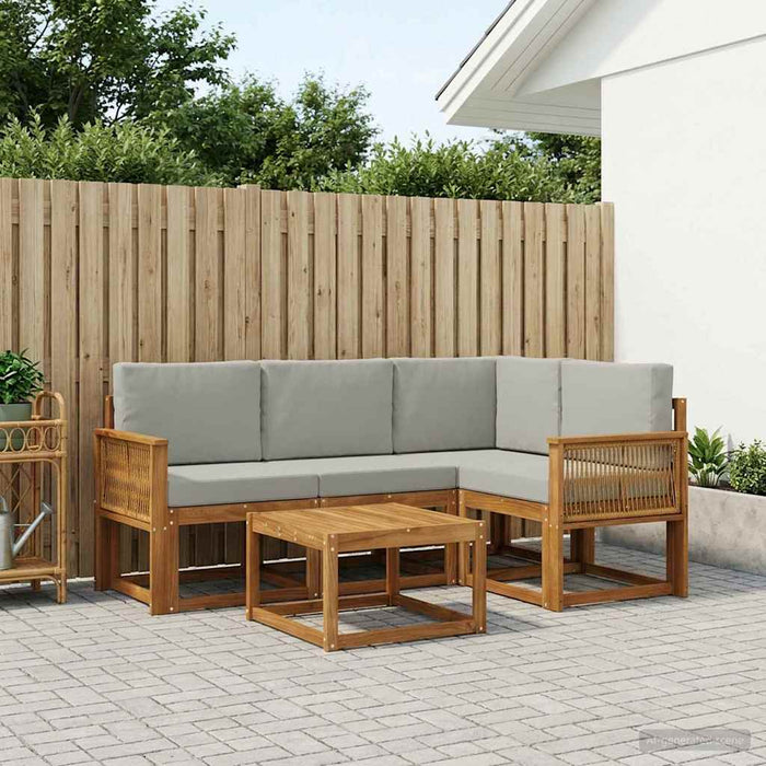 Set de canapele de exterior 5 pcs Natural și gri deschis WALTI