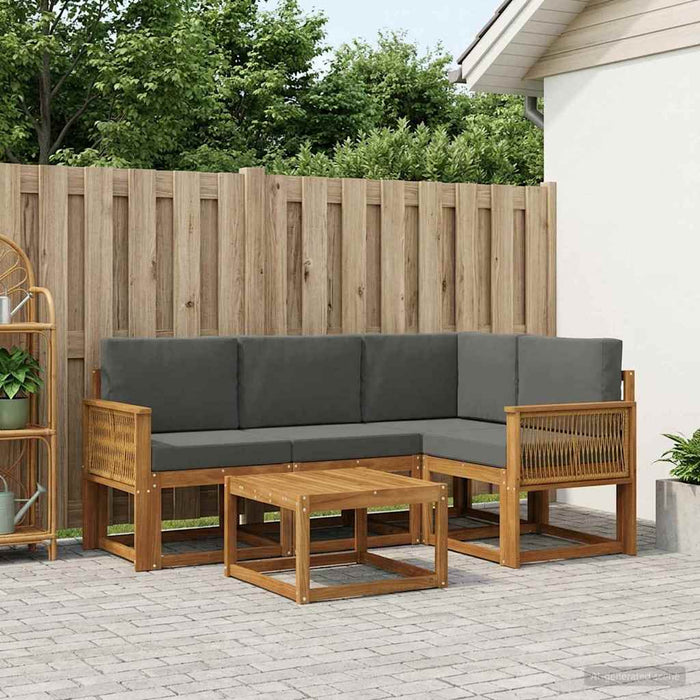 Set de canapele de exterior 5 pcs Natural și Antracit Poliester WALTI