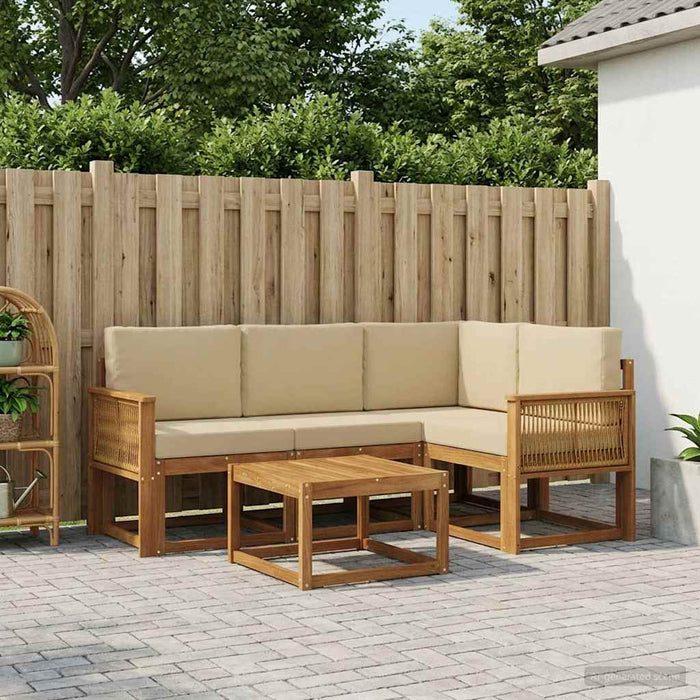 Set de canapele de exterior 5 pcs Natural și Bej Poliester WALTI