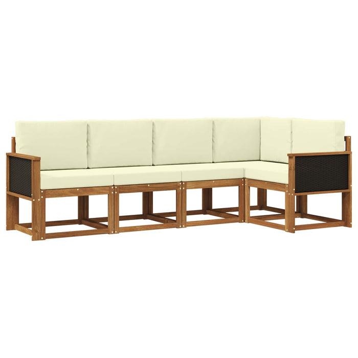 Set de canapele de exterior 5 pcs Natural și Crem Poliester WALTI
