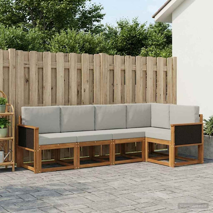 Set de canapele de exterior 5 pcs Natural și gri deschis WALTI