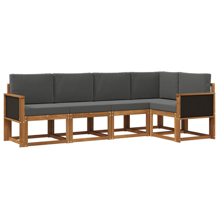 Set de canapele de exterior 5 pcs Natural și Antracit Poliester WALTI
