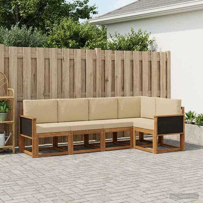 Set de canapele de exterior 5 pcs Natural și Bej Poliester WALTI