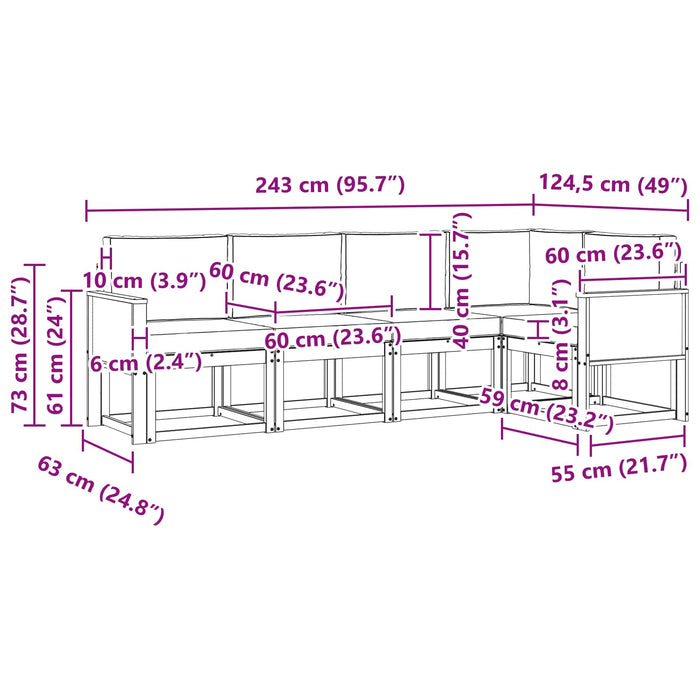 Set de canapele de exterior 5 pcs Natural și Bej Poliester WALTI
