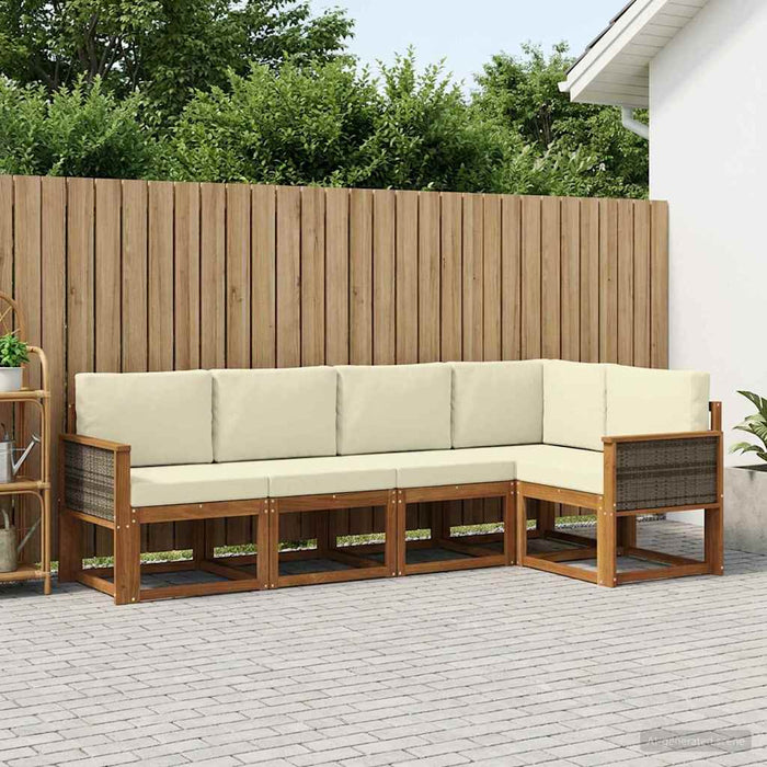 Set de canapele de exterior 5 pcs Natural și Crem Poliester WALTI