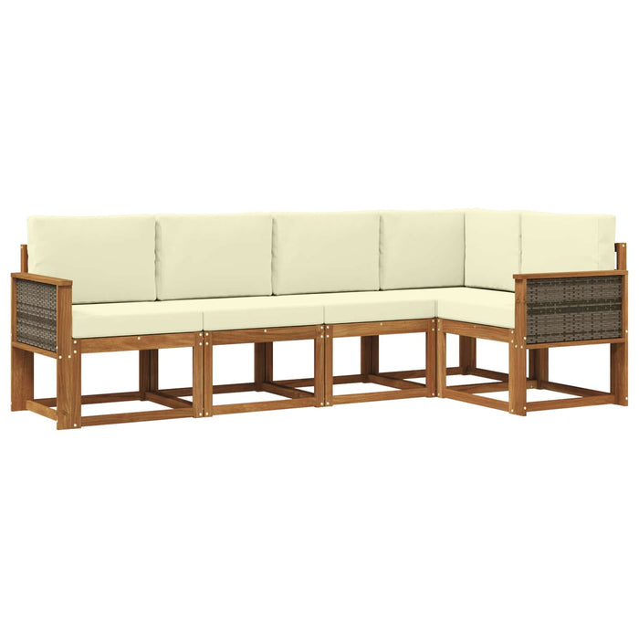 Set de canapele de exterior 5 pcs Natural și Crem Poliester WALTI
