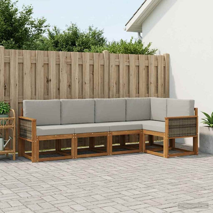 Set de canapele de exterior 5 pcs Natural și gri deschis WALTI