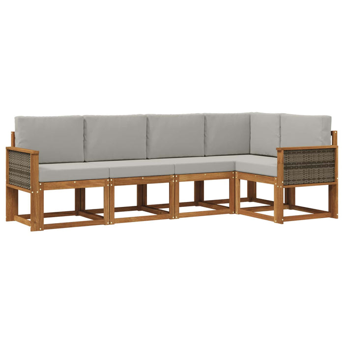 Set de canapele de exterior 5 pcs Natural și gri deschis WALTI