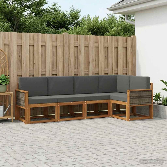Set de canapele de exterior 5 pcs Natural și Antracit Poliester WALTI