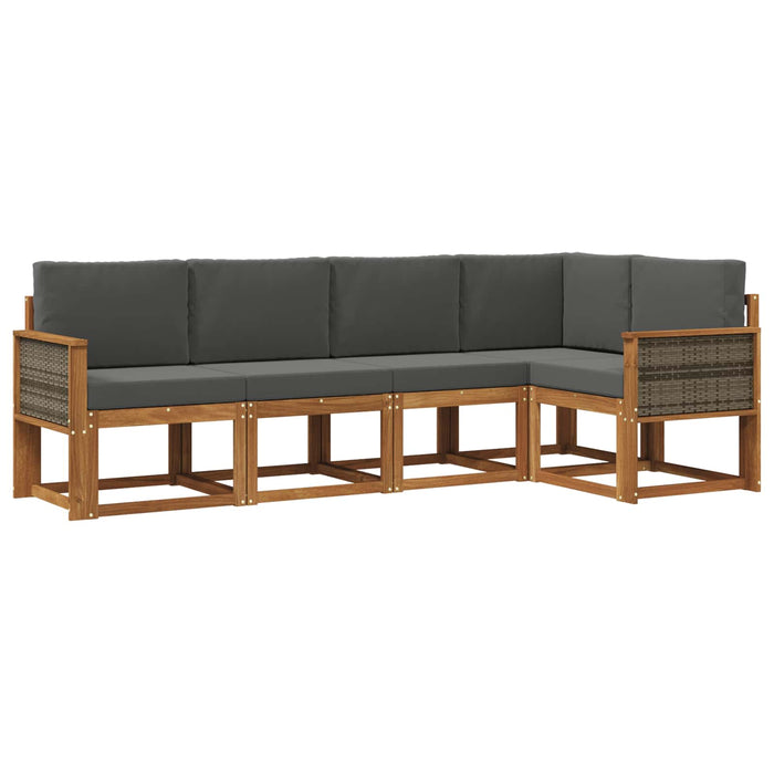 Set de canapele de exterior 5 pcs Natural și Antracit Poliester WALTI