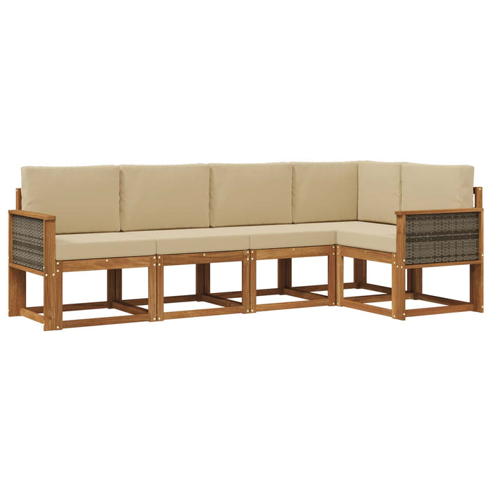 Set de canapele de exterior 5 pcs Natural și Bej Poliester WALTI
