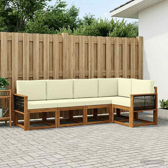 Set de canapele de exterior 5 pcs Natural și Crem Poliester WALTI