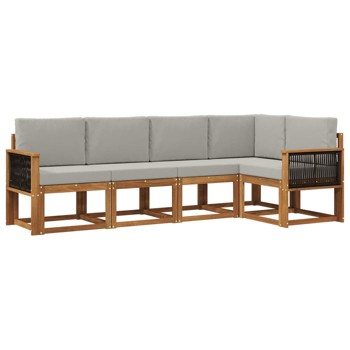 Set de canapele de exterior 5 pcs Natural și gri deschis WALTI