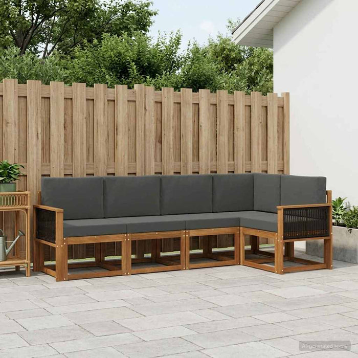 Set de canapele de exterior 5 pcs Natural și Antracit Poliester WALTI