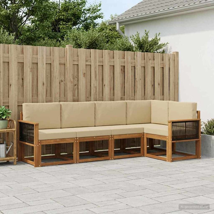 Set de canapele de exterior 5 pcs Natural și Bej Poliester WALTI