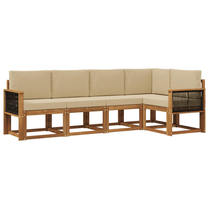 Set de canapele de exterior 5 pcs Natural și Bej Poliester WALTI