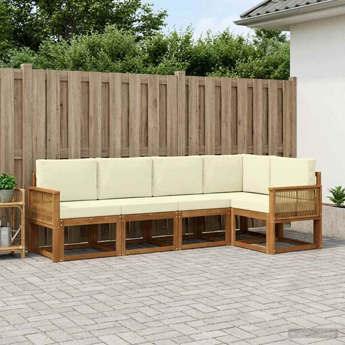 Set de canapele de exterior 5 pcs Natural și Crem Poliester WALTI
