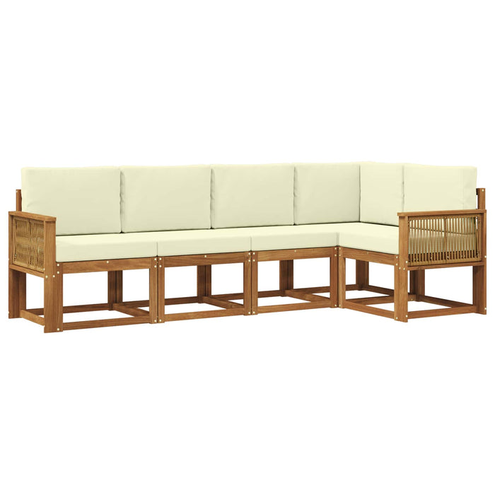 Set de canapele de exterior 5 pcs Natural și Crem Poliester WALTI