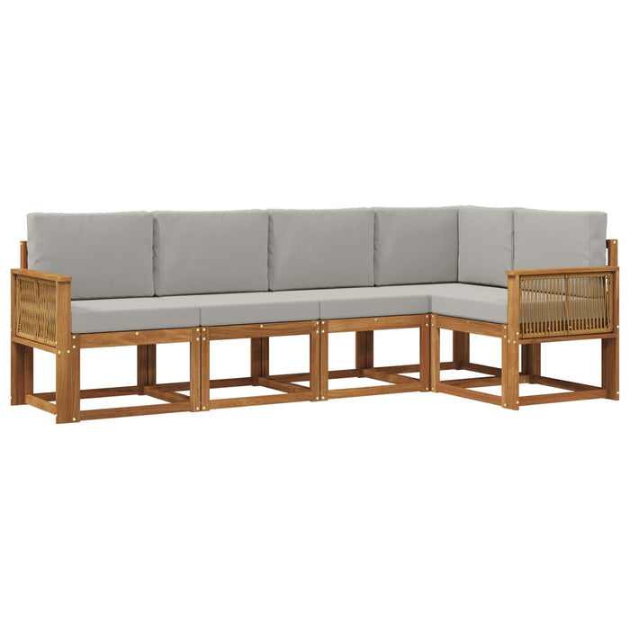 Set de canapele de exterior 5 pcs Natural și gri deschis WALTI