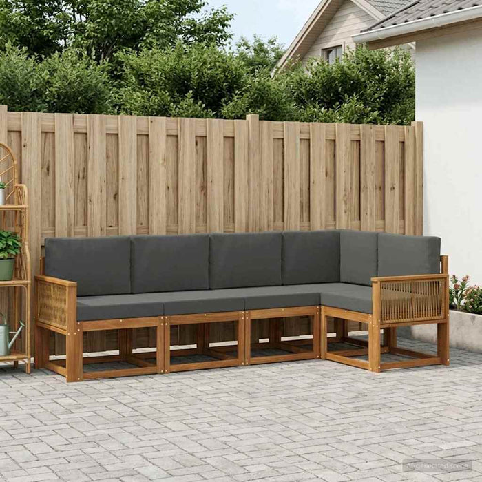 Set de canapele de exterior 5 pcs Natural și Antracit Poliester WALTI
