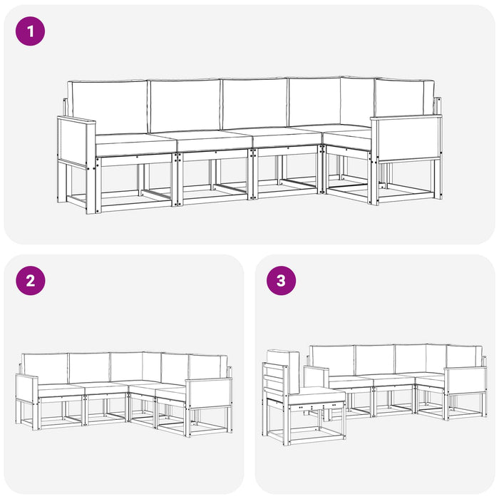 Set de canapele de exterior 5 pcs Natural și Antracit Poliester WALTI
