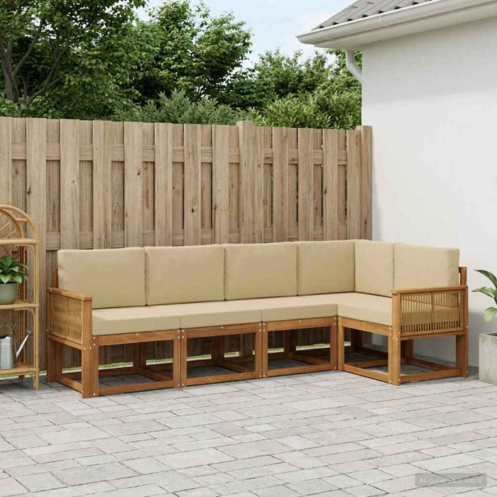 Set de canapele de exterior 5 pcs Natural și Bej Poliester WALTI