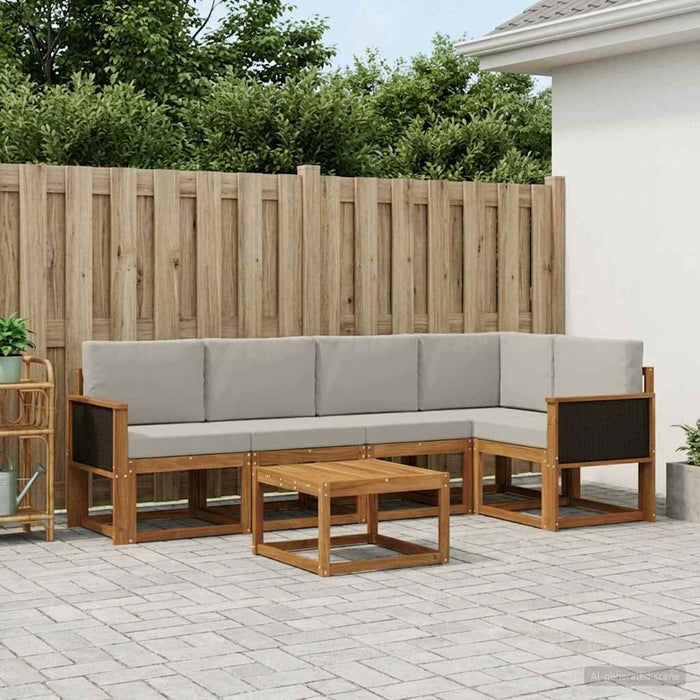 Set de canapele de exterior 6 pcs Natural și gri deschis WALTI