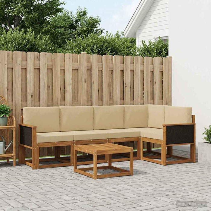 Set de canapele de exterior cu pernă 6 pcs Natural și Bej WALTI