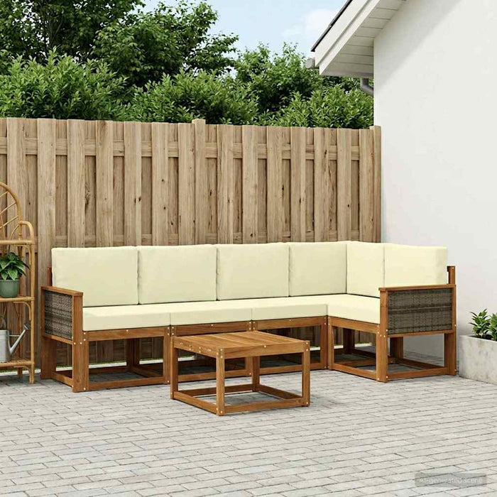 Set de canapele de exterior cu pernă 6 pcs Natural și Crem WALTI