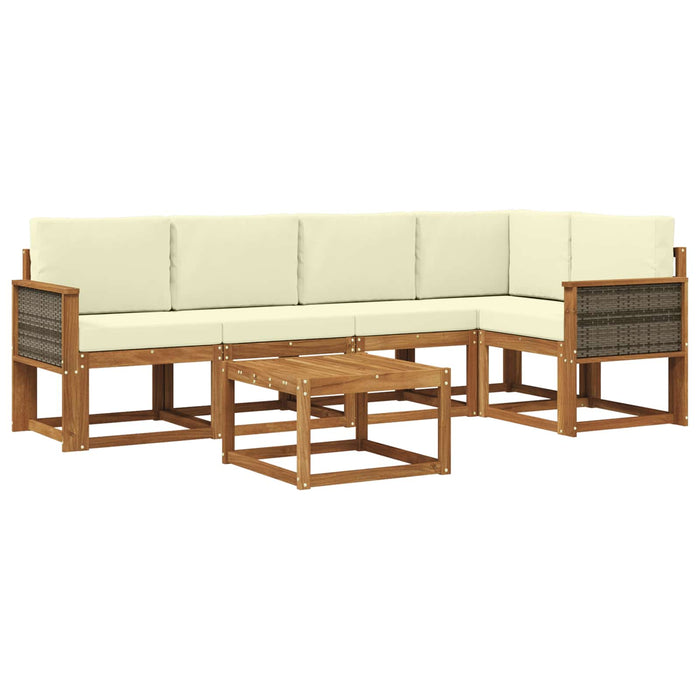 Set de canapele de exterior cu pernă 6 pcs Natural și Crem WALTI