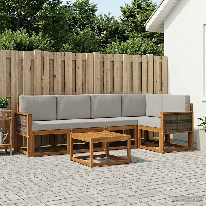 Set de canapele de exterior 6 pcs Natural și gri deschis WALTI