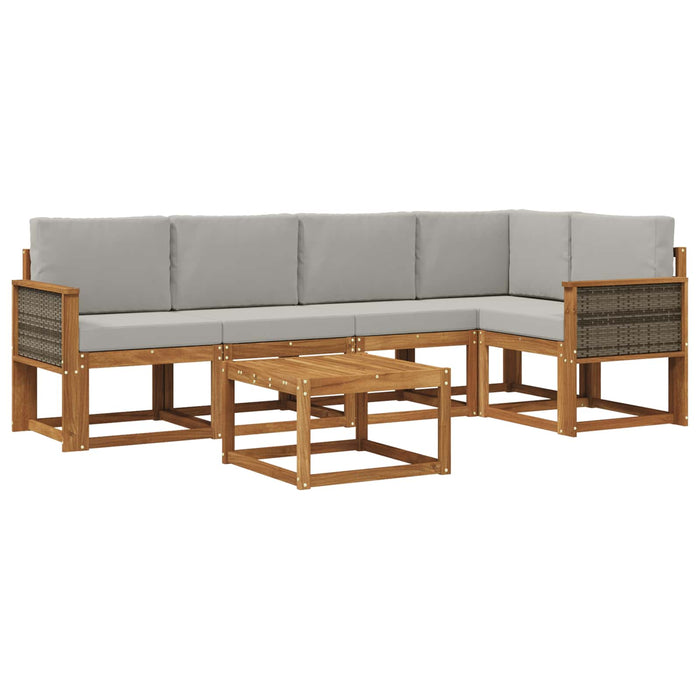 Set de canapele de exterior 6 pcs Natural și gri deschis WALTI