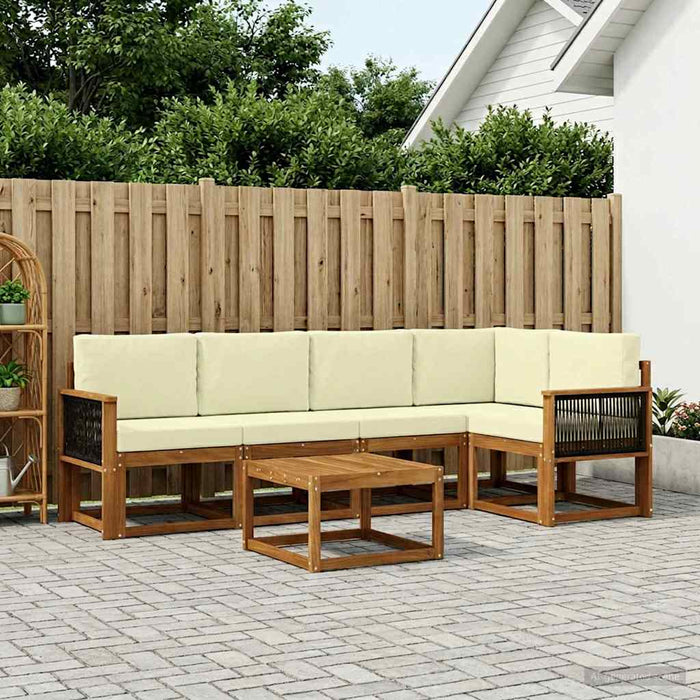 Set de canapele de exterior cu pernă 6 pcs Natural și Crem WALTI