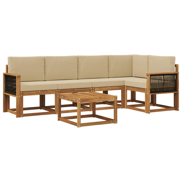 Set de canapele de exterior cu pernă 6 pcs Natural și Bej WALTI