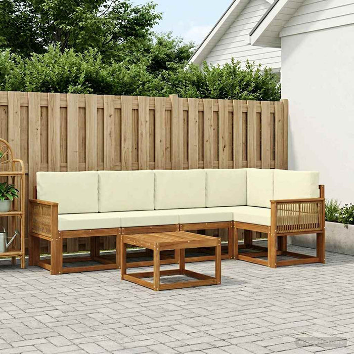 Set de canapele de exterior cu pernă 6 pcs Natural și Crem WALTI