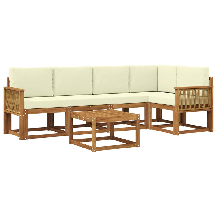 Set de canapele de exterior cu pernă 6 pcs Natural și Crem WALTI