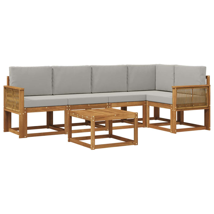 Set de canapele de exterior 6 pcs Natural și gri deschis WALTI